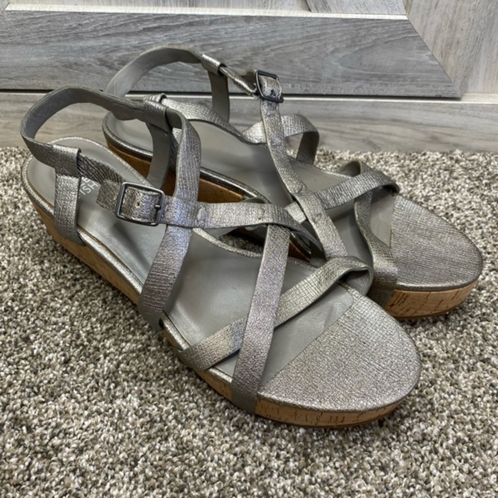 Eileen Fisher “Array” Strappy Cork Wedge Sandal 8 - image 7